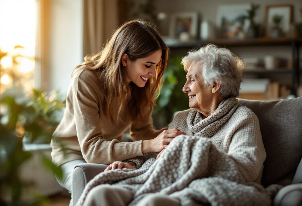 Adult daughter caring for her mother at home — protecting the people you love